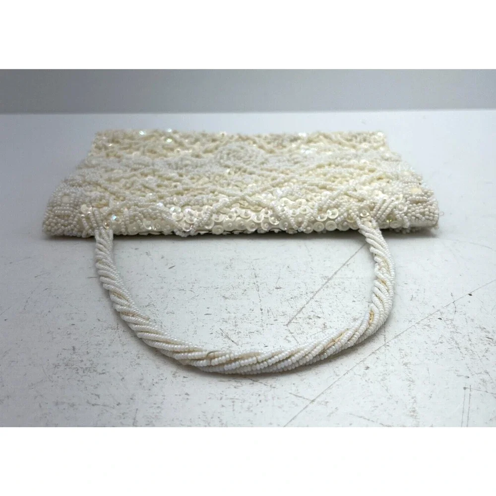 Bon Soir Hand-Made Beaded Sequin Purse Evening Hand Clutch Bag 50s 60s